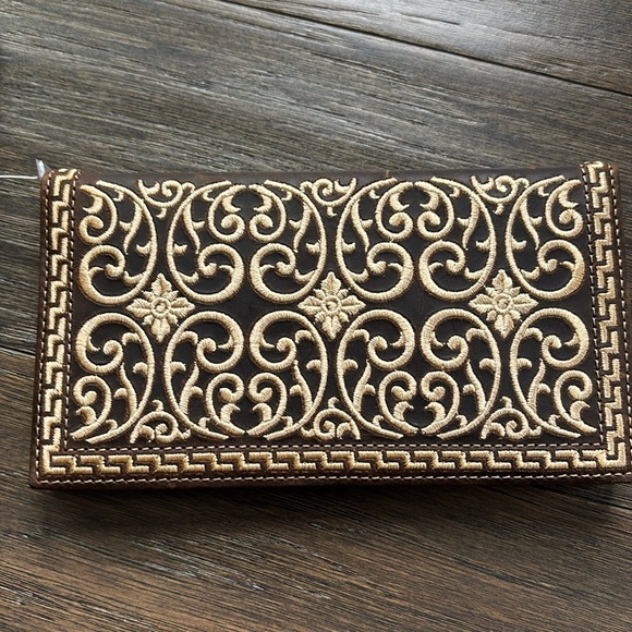 Nocona Belt Co. Rodeo wallet/checkbook cover, genuine leather,embroidered slim - Picture 1 of 9